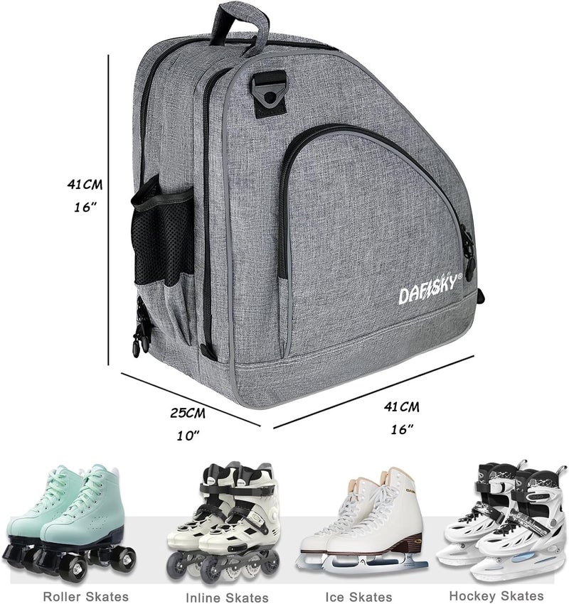 DAFISKY Roller Skate Bag - Ice Skate Bag Fits Inline Skates Quad Skates Rollerblades Figure Skates for Women Men Youth - Image 2